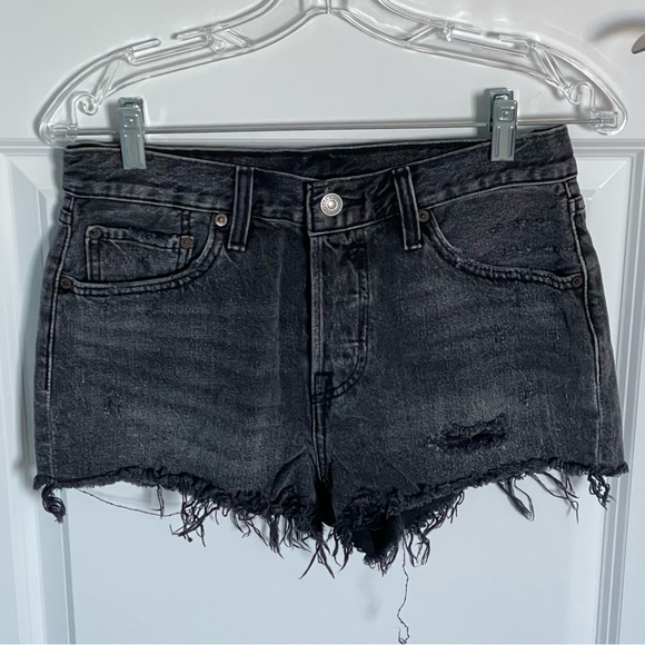 Levi's 501 Trashed Black Denim Cutoff Distressed Jean Shorts - 35667 - Picture 2 of 13